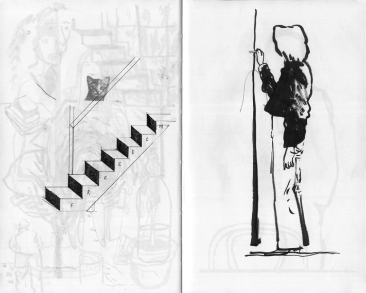 מדרגות וחתול